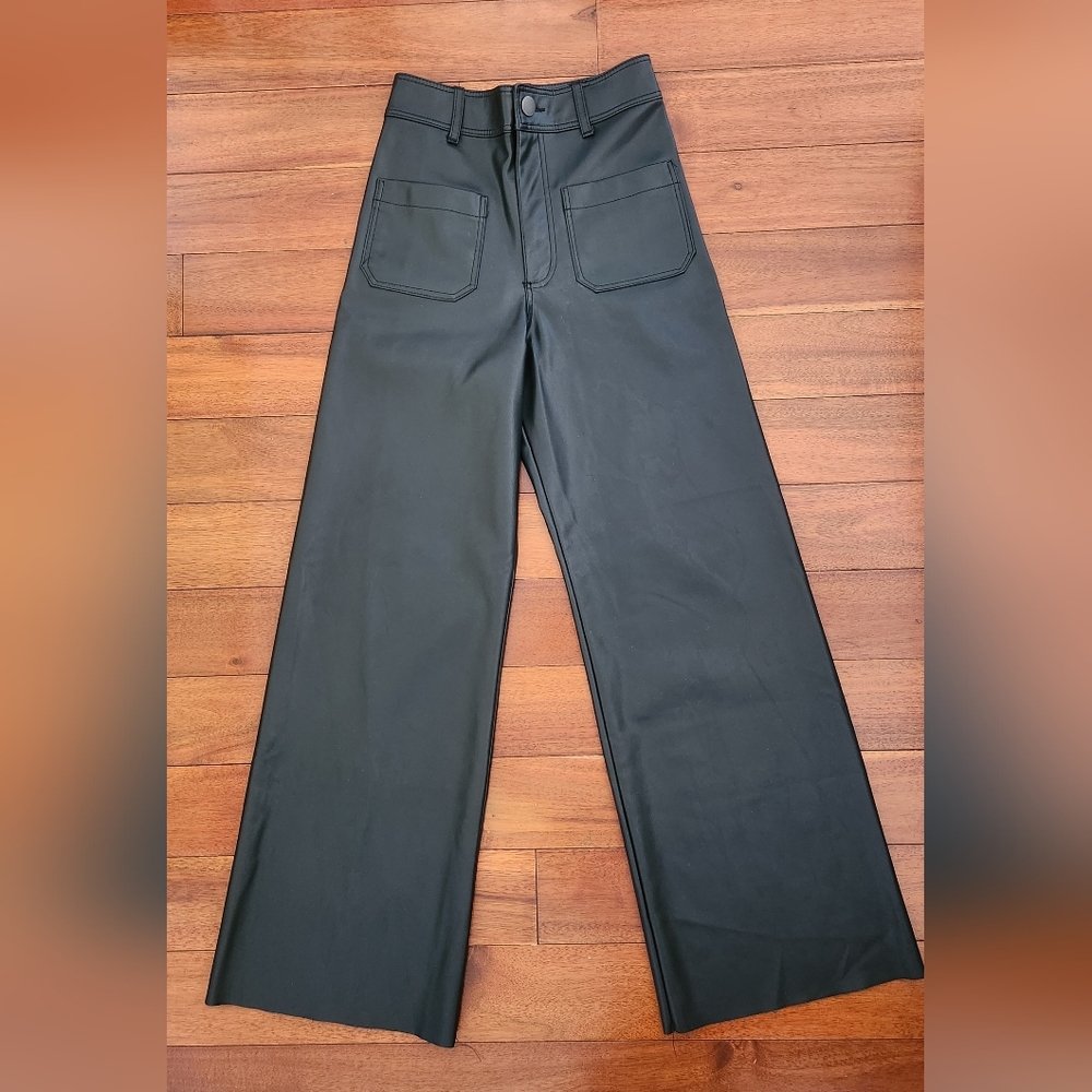 Zara Black Faux-Leather Pants